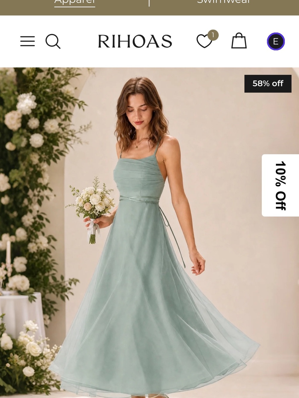 RIHOAS Sage Green Strapless A-Line Dress with Thin Straps